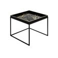 Coffee Table - Square - Black and Gold Metal with Tray