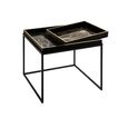 Coffee Table - Square - Black and Gold Metal with Tray
