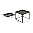 Coffee Table - Square - Black and Gold Metal with Tray