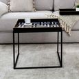 Coffee Table - Square - Black and White Metal with Tray