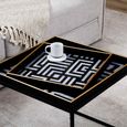 Coffee Table - Square - Black and White Metal with Tray