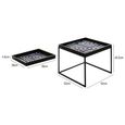 Coffee Table - Square - Black and White Metal with Tray