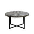 Boho Coffee Table - Black Bone Inlay - Round with Cross Base