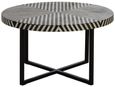 Boho Coffee Table - Black Bone Inlay - Round with Cross Base
