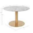 Bolzano Coffee Table - Round - White Marble Effect - Gold Base