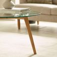 Bryant Coffee Table - 80cm - Round - Clear Glass with Oak Legs