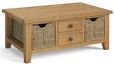 Burford Coffee Table - 2 Drawer - with Basket - Oak