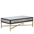 Cadio Coffee Table - 2 Drawer - Grey Faux Shagreen with Gold Legs