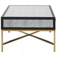 Cadio Coffee Table - 2 Drawer - Grey Faux Shagreen with Gold Legs
