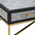 Cadio Coffee Table - 2 Drawer - Grey Faux Shagreen with Gold Legs