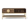 Caltan Coffee Table - 1 Drawer - Walnut Mango Wood and Gold - Geometric