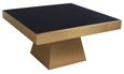 Carlox Coffee Table - Black Glass Square with Gold Base