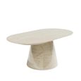 Carrera Travertine Beige Engineered Marble Oval Coffee Table