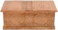 Carved Mango Wood Trunk Box Coffee Table