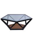 Cibo Coffee Table - Pentagonal - Clear Glass with Black Metal
