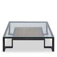 Cibo Coffee Table - Square - Clear Glass with Black Metal - with Shelf