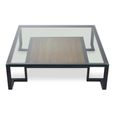 Cibo Coffee Table - Square - Clear Glass with Black Metal - with Shelf