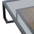Cibo Coffee Table - Square - Clear Glass with Black Metal - with Shelf