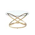 Rizzo Coffee Table - Round - Clear Glass and Gold Metal