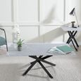 Clearance - Chopstick Grey Glass Coffee Table with Black Metal Legs