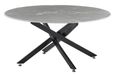 Clearance - Chopstick Grey Glass Round Coffee Table with Black Metal Legs
