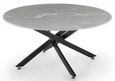 Clearance - Chopstick Grey Glass Round Coffee Table with Black Metal Legs