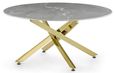 Clearance - Chopstick Grey Glass Round Coffee Table with Gold Metal Legs