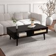 Clearance - Ferrero Black and Woven Rattan 1 Drawer Coffee Table