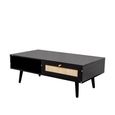 Clearance - Ferrero Black and Woven Rattan 1 Drawer Coffee Table