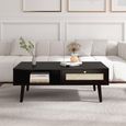 Clearance - Ferrero Black and Woven Rattan 1 Drawer Coffee Table
