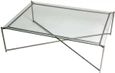 Clearance - Gillmore Space Stockwell Clear Glass Top Rectangular Coffee Table with Gun Metal Frame - FS523