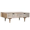 Clearance - Guna Mango Wood White Geometric Printed 2 Drawer Coffee Table - FSS16353