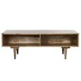 Clearance - Guna Mango Wood White Geometric Printed 2 Drawer Coffee Table - FSS16353