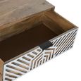 Clearance - Guna Mango Wood White Geometric Printed 2 Drawer Coffee Table - FSS16353
