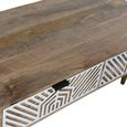Clearance - Guna Mango Wood White Geometric Printed 2 Drawer Coffee Table - FSS16353