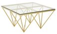 Clearance - Kelley Glass Top and Gold Spike Base Coffee Table - FSS15735