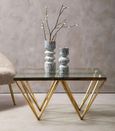 Clearance - Kelley Glass Top and Gold Spike Base Coffee Table - FSS15735