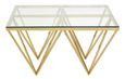 Clearance - Kelley Glass Top and Gold Spike Base Coffee Table - FSS15735