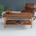 Clearance - Luxuria Sheesham Wood 115cm Coffee Table with Black Geometric Trim - Brand New Item