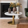 Corby Coffee Table - Round - White Marble Effect and Gold