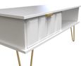 Cube White 1 Drawer Coffee Table with Gold Hairpin Legs