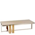 Demas Coffee Table - Taupe Glass with Metal Legs