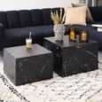 Dice Coffee Table - Round - Black Marble Effect - Set of 2