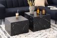 Dice Coffee Table - Round - Black Marble Effect - Set of 2