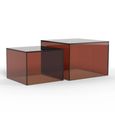 Dice Coffee Table - Brown Glass - Square - Set of 2