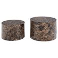 Dice Coffee Table - Round - Brown Marble Effect - Set of 2