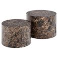 Dice Coffee Table - Round - Brown Marble Effect - Set of 2