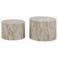 Dice Coffee Table - Round - Grey Marble Effect - Set of 2