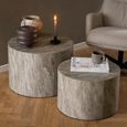 Dice Coffee Table - Round - Grey Marble Effect - Set of 2
