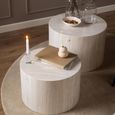 Dice Coffee Table - Round - Travertine Effect - Set of 2